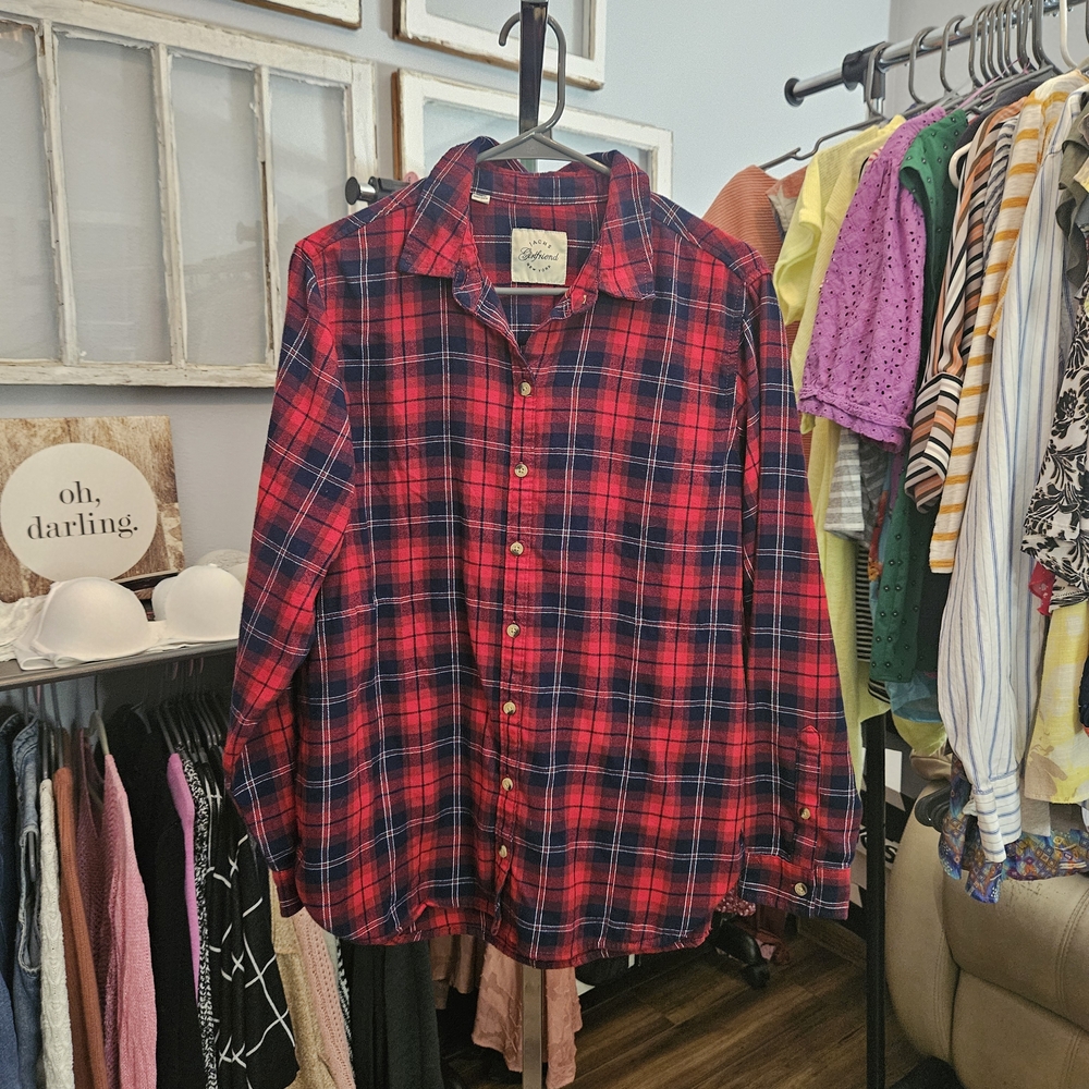 Jachs Red and Navy Plaid Men's Shirt